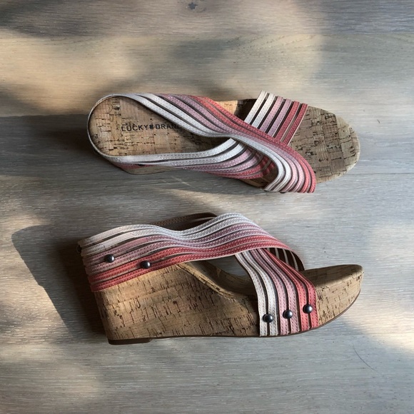 Lucky Brand Brand New Mykayla Cork Wedge Heels - Size 10 - Picture 11 of 12